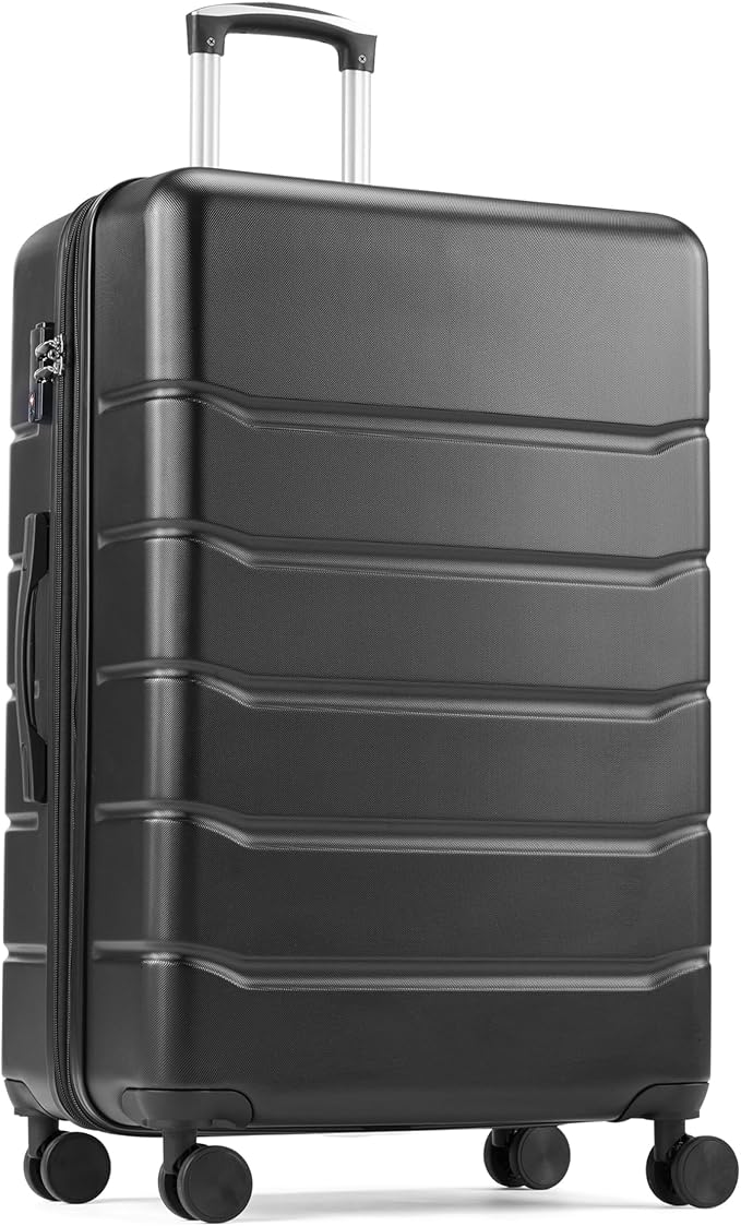 Simple Deluxe 24 Inch Hardside Carry On Luggage, Suitcase with Double Spinner Wheels & TSA Lock, Hard Shell Suitcase, Expandable Rolling Lightweight Luggage, Black