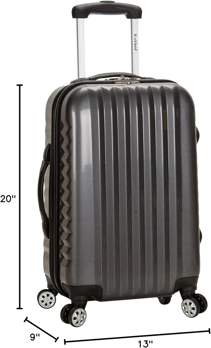 Rockland Melbourne Hardside Expandable Spinner Wheel Luggage, Carbon, Carry-On 20-Inch