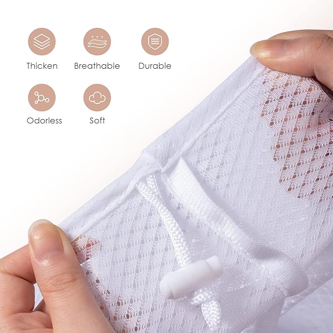 Meowoo Large Mesh Laundry Bag, 24×36inch Heavy Duty Mesh Laundry Bags Drawstring Lockable, Laundry Hamper Liner, Machine Washable, for Travel,Storage, Sports Factories, Dorms, White 1pcs