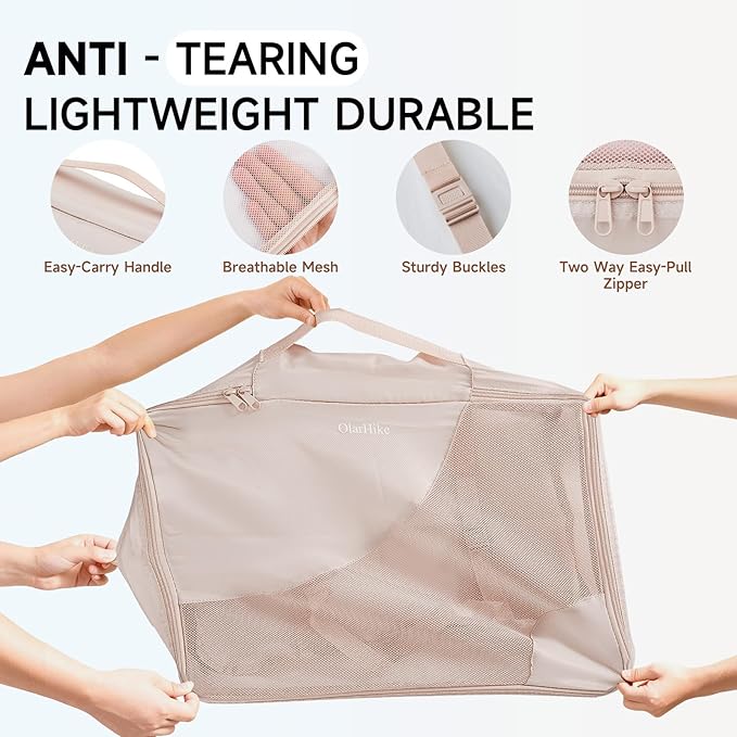 11 Set Packing Cubes for Travel, Gifts for Women Mom Kids, TSA Approved Bags for Makeup, Cosmetic, Toiletry, Suitcase Organizers for Checked Luggage, Cruise Essentials,Airplane Accessories, Beige