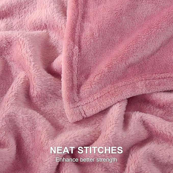 Hansleep Fleece Dusty Rose Throw XL Blanket, Super Soft Flannel Fuzzy Plush Cozy Blanket for All Seasons, Dusty Rose, Throw XL 50x70 Inches