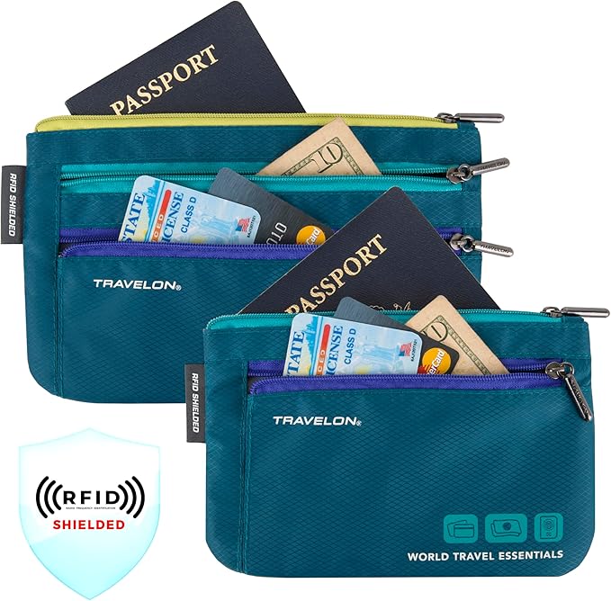 Travelon World Travel Essentials Set of 2 Currency and Passport Organizers