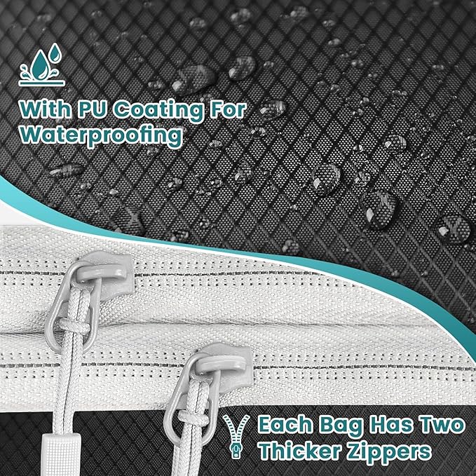 4 Set Compression Packing Cubes for Suitcase - Space-Saving Luggage Organizer Bags, Lightweight Travel Essentials for Efficient Packing (Black)