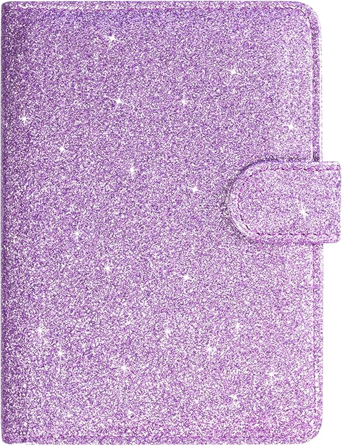 ACdream Unisex Faux Leather Passport and Vaccine Card Holder, Glitter Purple, RFID Blocking, Protects Valuable Information