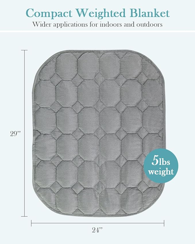 Topblan Weighted Lap Blanket 5lbs for Adults, Small Weighted Blanket Throw for Napping, Relaxation, Calming and Travel, Skin Friendly & Machine Washable for All-Season Sleeping