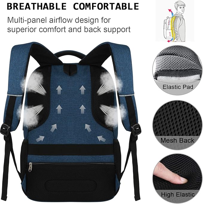 Volher 17 Inch Laptop Backpack, Business Anti Theft Slim Durable Laptops Backpack, Water Resistant College Computer Bag Gifts for Men & Women Fits 15.6 Inch Notebook-Blue