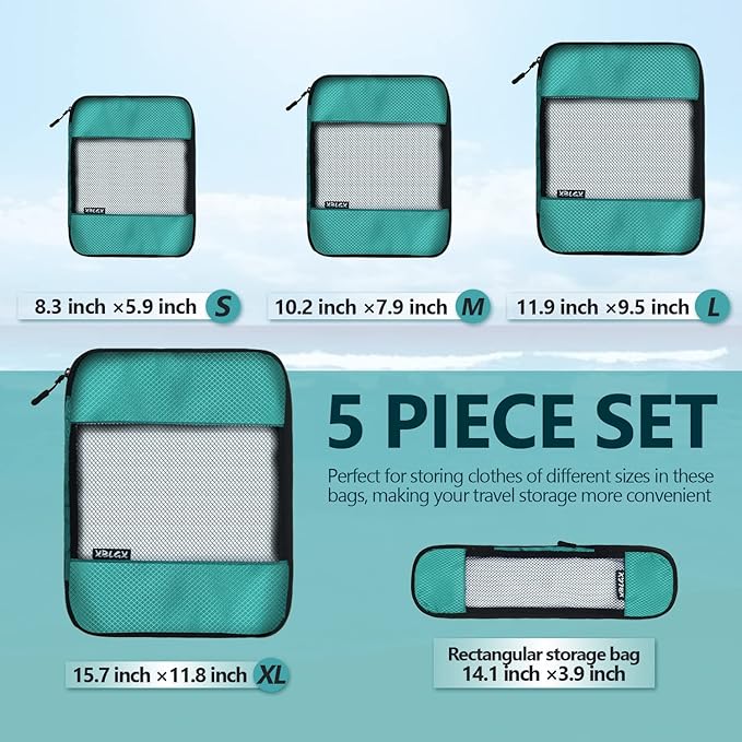 Compression Packing Cubes for Suitcases,5 Set Travel Essentials, Lightweight Luggage Organizer Bags, Travel Cubes for Carry on