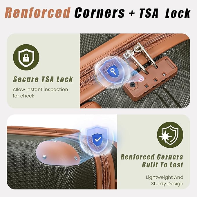 Expandable Luggage Sets 5 Piece with Detachable Spinner Wheels and TSA Lock,ABS Hard Case Suitcases with Wheels,Carry On Luggage Set