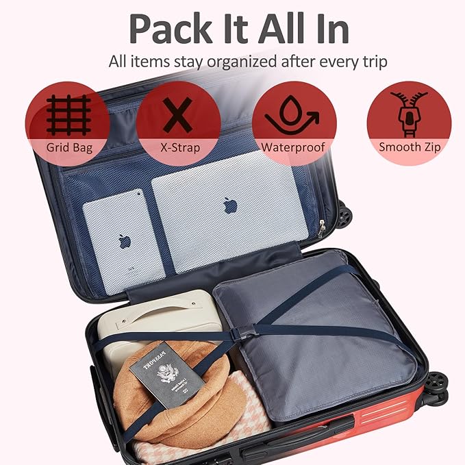 24inch Luggage with Spinner Wheels, Lightweight PC+ABS Hard Shell Suitcases, Expandbale Storage & TSA Aprovel Lock