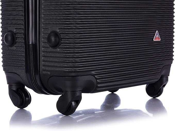 InUSA ROYAL Hardside Spinner Luggage with Ergonomic Handles | Spacious Travel Suitcase with Four Spinner Wheels and Studs | 24 Inch Medium Hardside Spinner Luggage | Black