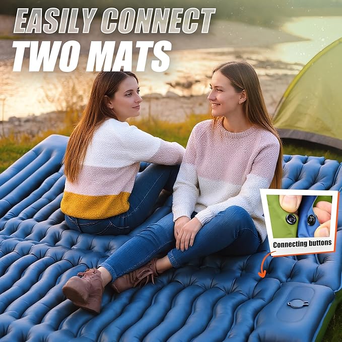 Camping Sleeping Pad,with Foot Pump and Pillow – Ultralight Compact Sleeping Mat for Backpacking, Hiking, Tent – Portable Single Inflatable Mattress for Outdoor