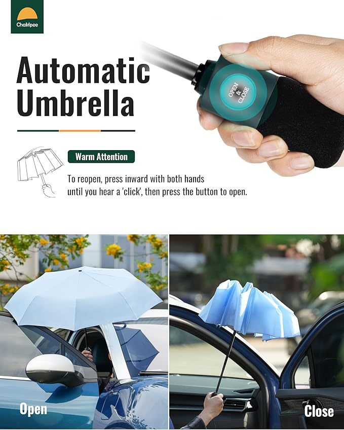 Travel Compact Umbrella Windproof - Portable Automatic for Rain, Folding Umbrella for Men and Women, Portable 210T Fabric