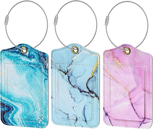 Fishent Luggage Tag, 3 Pack Travel Cruise Luggage Tags for Suitcases, Cute Suitcase Tags Identifiers Bag Tags with Privacy Flap, Baggage Name Tag for Women Men Luggage Backpack Handbag School Bag