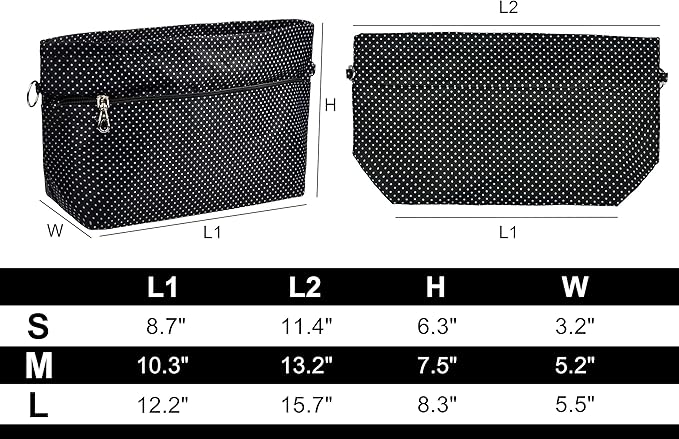 Vercord Handbag Purse Tote Pocketbook Organizer Insert Zipper Closure 11 Pockets 3 Sizes Many Colors