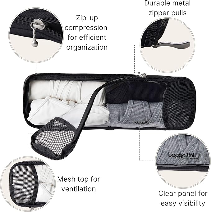 Baggallini Long Compression Cube - Lightweight Compression Packing Cube for Travel