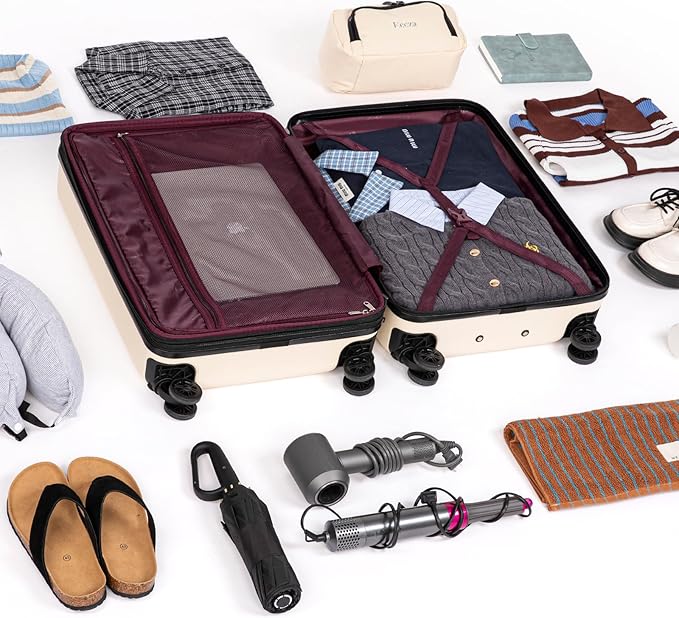 Expandable Carry on Luggage Sets,Suitcases with Detachable Wheels Hardshell 22x14x9 Airline Approved,Lightweight Luggage Set with TSA Lock,Carry on Suitcase