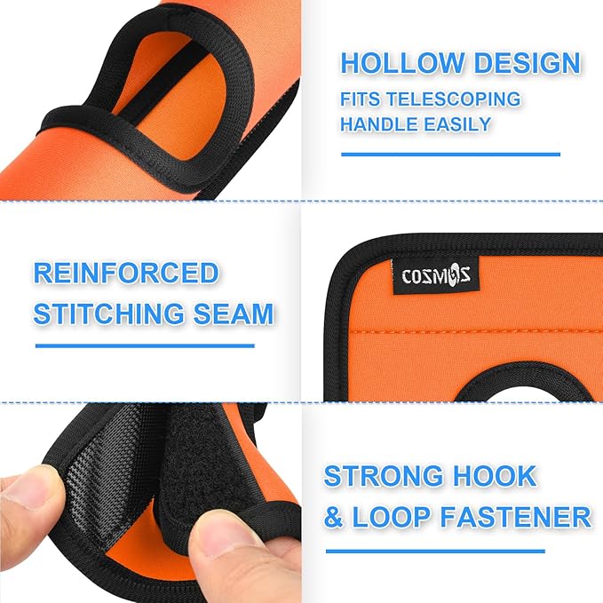 Cosmos 2 Sets Luggage Handle Wrap Grip Handle Cover Luggage Identifier - Hollow Design Baggage Identifier Tag for Telescopic Handle Travel Suitcase Trolley Case, with PU Luggage Tag (Orange)