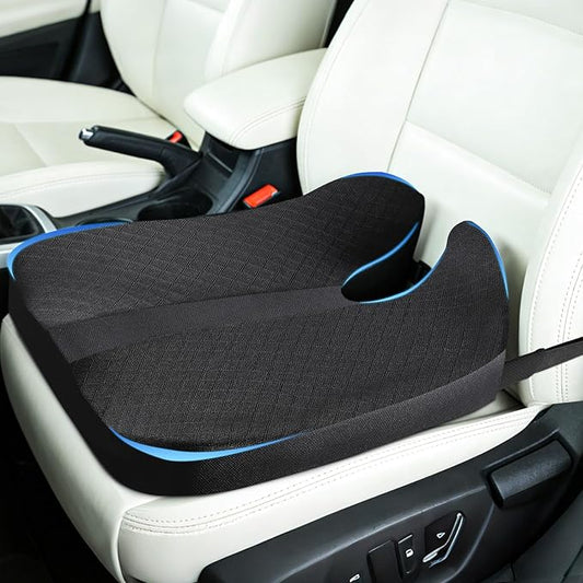Heightening Car Seat Cushion for Car Seat Truck Driver for Broader Vision, Long Truck Seat Cushion Pressure Relief Cushion for Long Driving with Adjustable Strap Breathable Cover