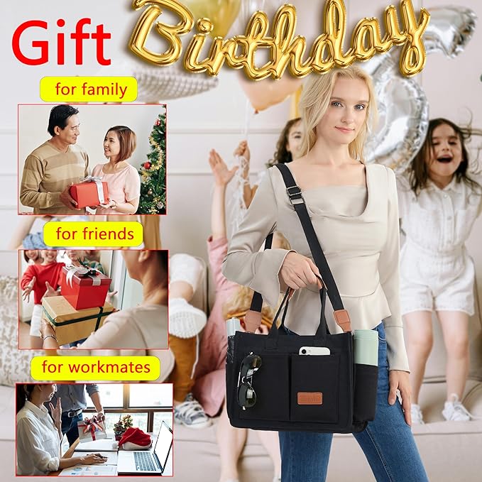 ZHMO Canvas Tote Bag for Women,Women's Bags Crossbody Bags Work Laptop Tote Bag Large Handbags Purse for Travel Nurse Teacher
