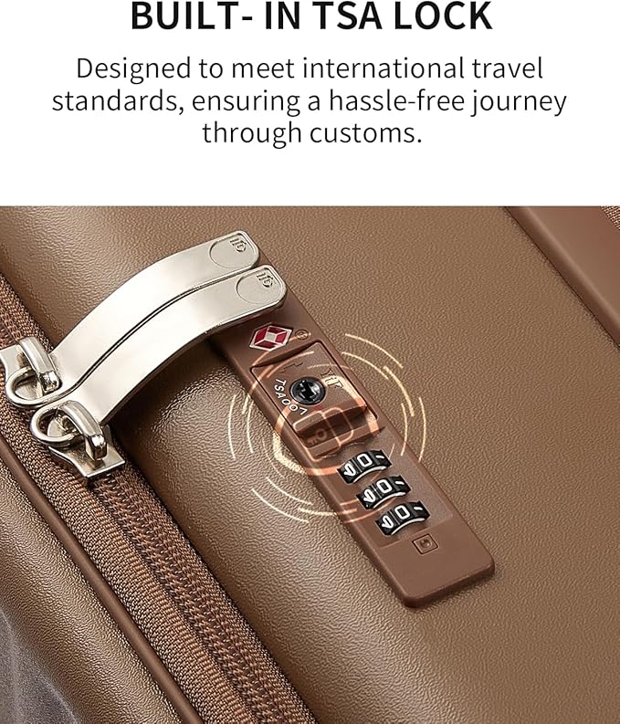 aji Expandable Top Opening 28 Inch Checked Luggage with Spinner Wheels, Large Suitcase with TSA Lock, Hard Shell Travel luggage Suitcases for Men Women, for 25+Days Travel, Chocolate Brown