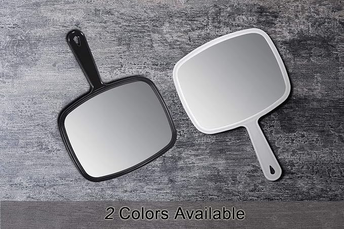 PROTECLE Hand Mirror, 10.3" L x 7.4" W Salon Barber Hairdressing Handheld Mirror with Handle, Square Black