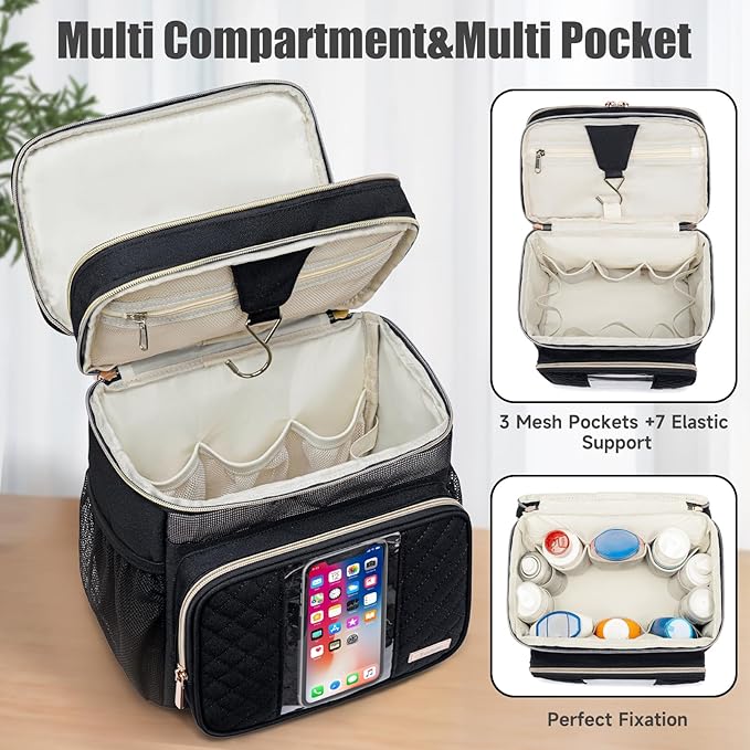 Large Toiletry Bag for Women Men,Bathroom Bag,Water Resistant Shower Bag,Makeup Bag,Portable Shower Caddy for College Dorm,Hanging Travel Toiletry Bag with Transparent Waterproof Phone Pocket