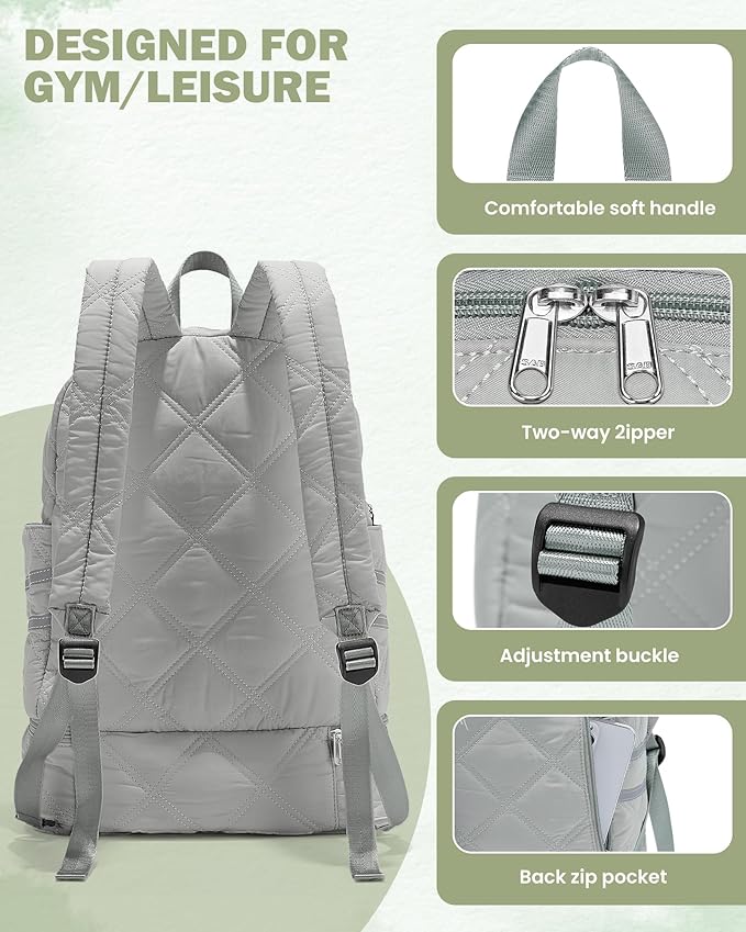 Gym Backpack for Women Men, Lightweight Gym Bag with Shoe Compartment, Water Resistant Sports Backpack with Wet Pocket, Large Capacity Cheer Backpacks for Girls, Grey