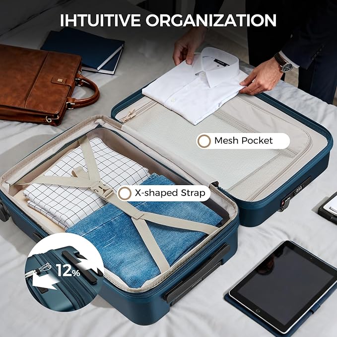 Carry on Luggage Top opening Suitcases, Expandable with Cup Holder and USB Charging Port,Lightweight with Front Pocket Rolling Suitcases with Spinner Wheels