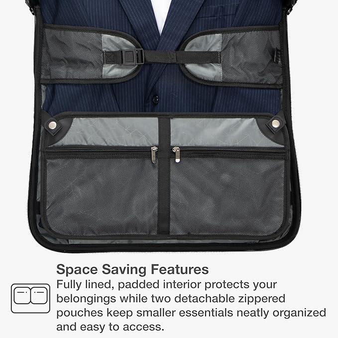 Traveler's Choice Carry-On Softside 8-Wheeled Spinner Garment Bag Luggage, Black, 21-Inch