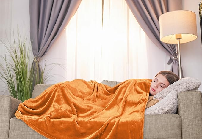 Utopia Bedding Fleece Blanket Throw Size Burnt Orange 300GSM Luxury Anti-Static Fuzzy Soft Microfiber Blanket for Couch, Sofa and Bed (50x60 Inch)