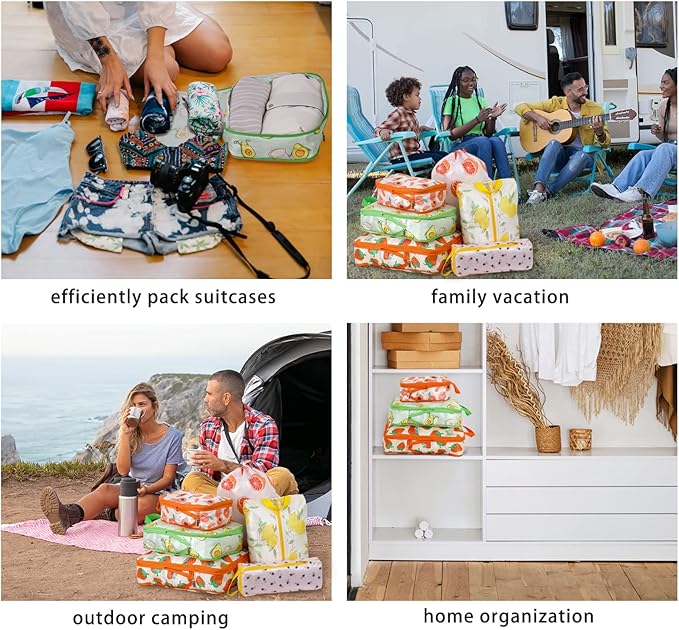 6 Pcs Compression Packing Cubes for Travel, Waterproof Luggage Organizer Washable Storage Bags Set - Packaging Cubes for Backpack Travel and Carry-Ons