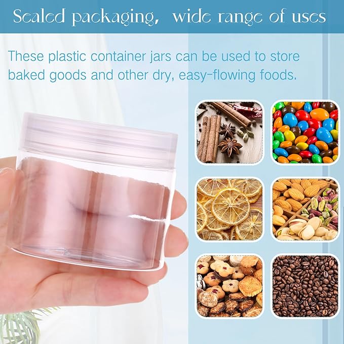 Patelai 4 Pieces Round Wide-mouth Leak Proof Plastic Container Jars with Lids for Travel Storage Makeup Beauty Products Face Creams Oils Salves Ointments DIY Making(6 Ounce,Clear)
