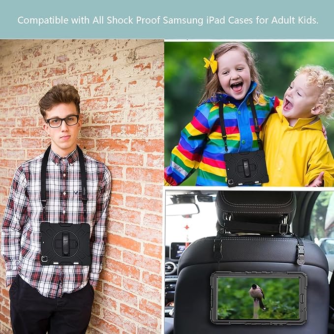 3 Pack Adjustable Shoulder Strap:Comfortable for iPad Strap Nylon Neck Lanyard for iPad/Samsung Tablet Case,Camera Binocular Crossbody Laptop Luggage Bag(Deep Black)