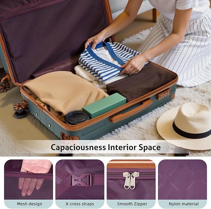 Luggage Sets 5 Piece，Suitcase with Spinner Wheels，ABS Hard Case Luggage，with TSA Lock Durable Travel Luggage，large capacity carry on luggage (20/24/28inch)