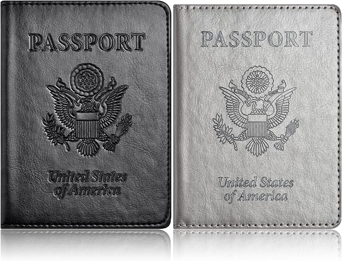 Eoehro Passport Holder for Travel Essentials-2Pack, Passport Wallet Cover Case for Travel Must Haves Accessories,Passport Book Holders for Women and Men