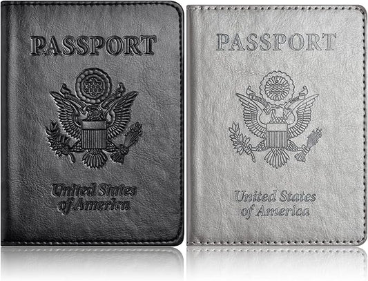 Eoehro Passport Holder for Travel Essentials-2Pack, Passport Wallet Cover Case for Travel Must Haves Accessories,Passport Book Holders for Women and Men