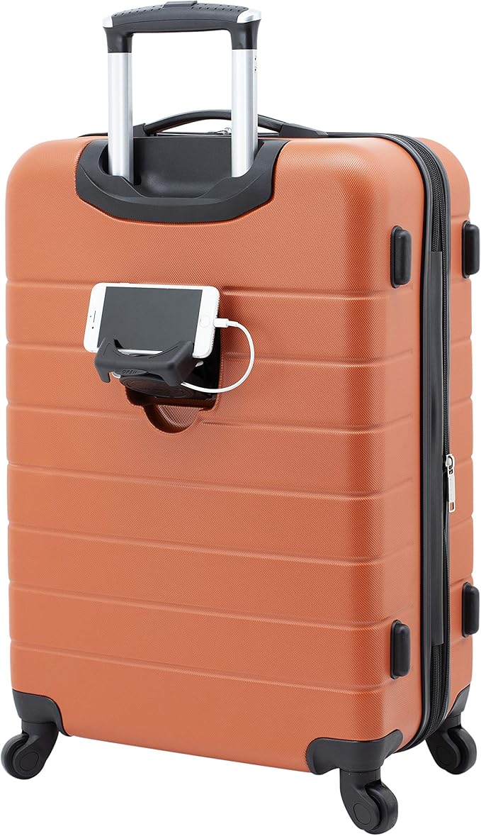Wrangler Smart Spinner Hardside Luggage, 3 Piece Set, Burnt Orange