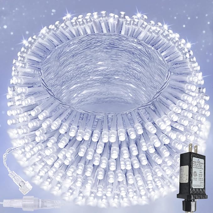 100 LED Connectable String Lights, 33FT Christmas Lights Outdoor Indoor | Cool White, 13 Modes, Timer, Clear Wire Waterproof Twinkle Fairy Lights Plug in for Bedroom Classroom Patio Xmas Tree Decor