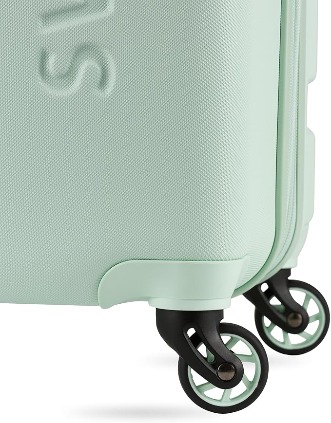 SwissGear 7366 Signature Hardside Expandable Luggage with Spinner Wheels, TSA Lock, Clearly Aqua, Checked-Large 27-Inch