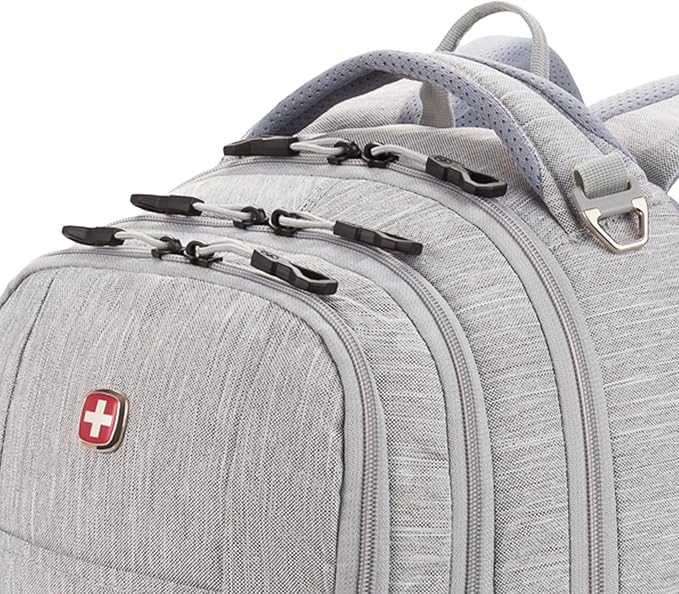 SWISSGEAR Cecil 18-Inch Laptop Backpack Fits 16-Inch Laptop, Travel Daypack with Organizer Pockets, Water Bottle Holders & Padded Straps – Light Grey