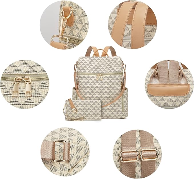 Makes Backpack Purse for Women PU Leather Travel Satchel Handbag Convertible Design Bag with Purse 2 Piece