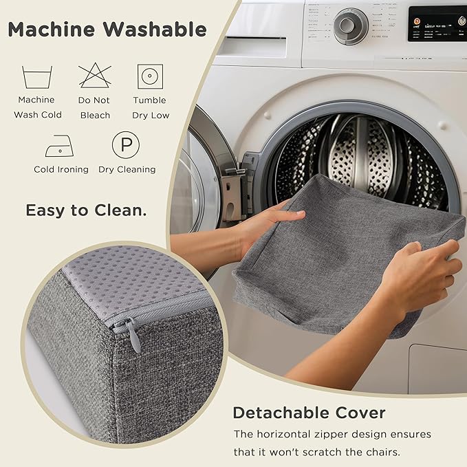 AddGrace Recliner Cushions for Elderly Thick Seat Cushion 20"x20"x4" Chair Pads with Non Slip Backing and Washable Cover for Couch Armchair Chairs Light Grey