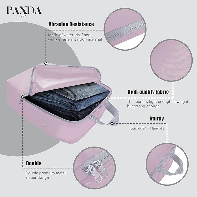 4 Set Compression Packing Cubes Travel - Travel Accessories Expandable Packing Organizers for Carry On - Essentials Luggage Bags - Lavender