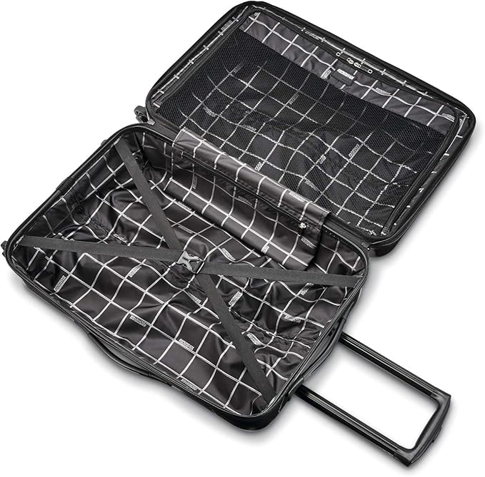 American Tourister Moonlight Hardside Expandable Luggage with Spinner Wheels, Black Marble, Checked-Large 28-Inch