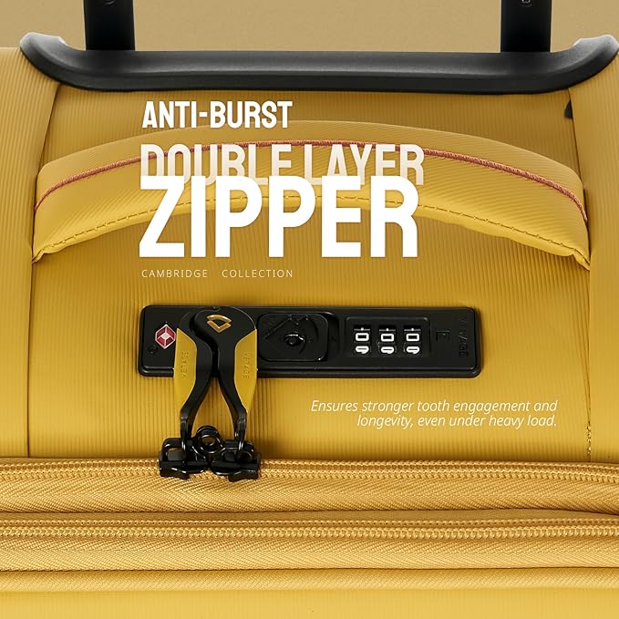 Verage Cambridge Lightweight Carry On Luggage,Softside Expandable Suitcase with Spinner Wheel (20-Inch, Misted Yellow)