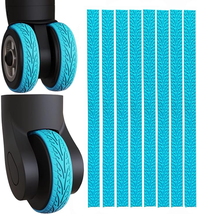 Luggage Wheel Covers - 8 Pcs Silent Noise Reduction Shock Absorbing Caster Cover for Carry-on Luggage with Wheels (Blue)