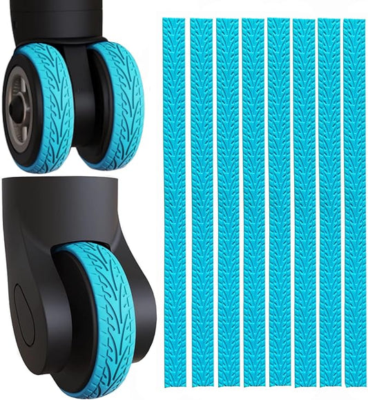 Luggage Wheel Covers - 8 Pcs Silent Noise Reduction Shock Absorbing Caster Cover for Carry-on Luggage with Wheels (Blue)