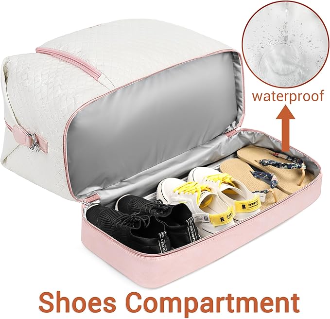 Travel Weekender Bag for Women, 21" Overnight Bag with Shoe Compartment 50L Large Travel Duffel Bag Carry On Tote for Weekend, Overnight, Business Trips, Water Resistant