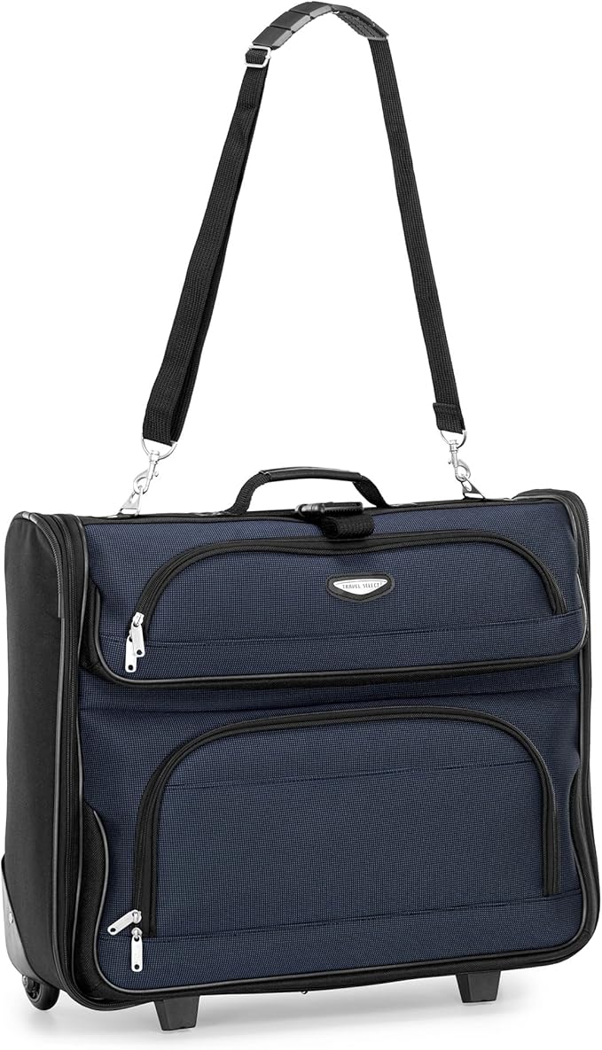 Travel Select Amsterdam Business Rolling Garment Bag, Softside Expandable Rolling 2-Wheeled Suit Carrier, Navy, One Size