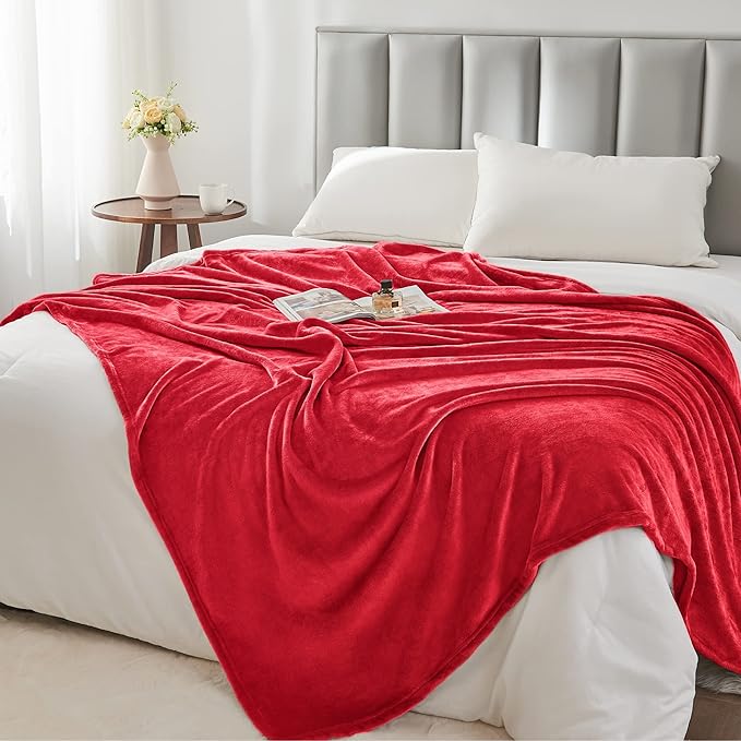 BEDELITE Fleece Blanket Red Throw Blanket for Couch & Bed, Luxury Plush Cozy Fuzzy Blanket 50" x 70", Super Soft Warm Lightweight Fall Throw Blanket for Travel Camping